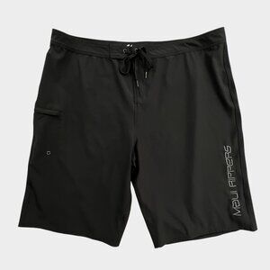 Maui Rippers Board Shorts Mens 44 Black Swim Surf Zip Pocket Beach Stretch